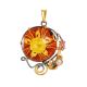 Cherry Amber Pendant In Gold-Plated Silver With Cultured Pearl And Crystals The Triumph, image 