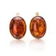 Gold-Plated Earrings With Cognac Amber The Goji, image 