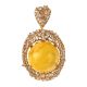 Round Amber Pendant In Gold-Plated Silver With Crystals The Venus, image 