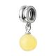 Sterling Silver Charm With Little Round Amber Pendant, image 