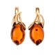Cognac Amber Earrings In Gold-Plated Silver The Palermo, image 