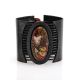 Black Leather Bracelet With Green Amber The Amazon, image 