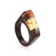 Handcrafted Wenge Wood Ring With Butterscotch Amber The Indonesia, Ring Size: 9 / 19, image 