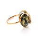 Gold-Plated Ring With Green Amber And Crystals The Swan, Ring Size: 12 / 21.5, image 