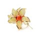 Cognac Amber Floral Brooch In Gold Plated Silver The Beoluna, image 
