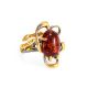 Adjustable Gold-Plated Ring With Cognac Amber The Pompadour, Ring Size: Adjustable, image 