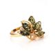 Bold Green Amber Ring In Gold-Plated Silver With Crystals The Verbena, Ring Size: 13 / 22, image 