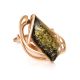 Gold-Plated Ring With Green Amber The Illusion, Ring Size: 13 / 22, image 