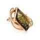 Gold-Plated Ring With Green Amber The Illusion, Ring Size: 12 / 21.5, image 