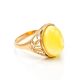 Amber Ring In Gold Plated Silver The Carmen, Ring Size: 5.5 / 16, image 