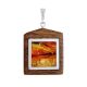 Geometric Wooden Pendant With Honey Amber The Indonesia, image 