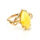 Golden Ring With Butterscotch Amber The Constance, Ring Size: 6.5 / 17, image 