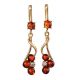 Gold-Plated Dangle Earrings With Amber And Crystals The Mimosa, image 