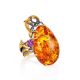 Adjustable Gold-Plated Ring With Cognac Amber And Crystals The Triumph, Ring Size: Adjustable, image 