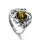 Refined Green Amber Ring In Sterling Silver The Tivoli, Ring Size: 5.5 / 16, image 
