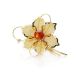 Gold Plated Floral Brooch With Cognac Amber The Beoluna, image 