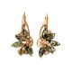 Amber Earrings In Gold-Plated Silver with Crystals The Lotus, image 