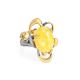 Adjustable Honey Amber Ring In Gold-Plated Silver The Pompadour, Ring Size: Adjustable, image 