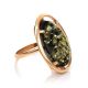 Green Amber Cocktail Ring In Gold-Plated Silver The Elegy, Ring Size: 11.5 / 21, image 