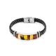 Braided Leather Wristband With Multicolor Amber The Grunge, image 