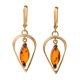 Gold Plated Earrings With Cognac Amber And Champagne Crystals The Raphael, image 