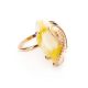 Adjustable Amber Ring In Gold The Triumph, Ring Size: Adjustable, image 