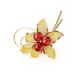 Luminous Gold Plated Brooch With Cherry Amber The Beoluna, image 