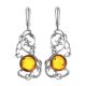 Voluptuous Silver Drop Earrings With Cognac Amber The Tivoli, image 