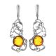 Voluptuous Silver Drop Earrings With Cognac Amber The Tivoli, image 