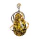 Green Amber Pendant In Gold Plated Silver The Triumph, image 
