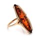 Gold-Plated Silver Ring With Cognac Amber The Barcelona​, Ring Size: 8 / 18, image 