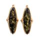 Gold-Plated Silver Earrings With Green Amber The Barcelona, image 