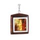 Square Wooden Pendant With Cognac Amber The Indonesia, image 