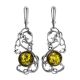 Dazzling Silver Drop Earrings With Green Amber The Tivoli, image 