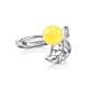 Sterling Silver Ring With Honey Amber The Florina, Ring Size: 4 / 15, image 