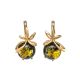 Beautiful Amber Earrings In Gold-Plated Silver The Paradise, image 