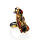 One Size Amber Ring In Gold-Plated Silver The Rialto, Ring Size: Adjustable, image 