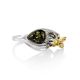 Cocktail Amber Ring In Sterling Silver The Bee, Ring Size: 9 / 19, image 