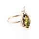 Bright Gold-Plated Ring With Green Amber The Tulip, Ring Size: 12 / 21.5, image 