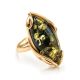 Bold Gold-Plated Ring With Green amber The Rococo, Ring Size: 5.5 / 16, image , picture 4