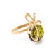 Green Amber Ring In Gold-Plated Silver The Paradise, Ring Size: 5 / 15.5, image 