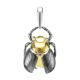 Charming Amber Pendant In Sterling Silver The Scarab, image 