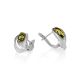 Sterling Silver Earrings With Green Amber The Bee, image 