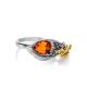 Sterling Silver Ring With Cognac Amber The Bee, Ring Size: 8.5 / 18.5, image 