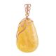 Gold-Plated Teardrop Pendant With Honey Amber The Cascade, image 