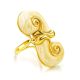 Bold Gold-Plated Ring With White Amber The Snail, Ring Size: 12 / 21.5, image 