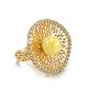 Wonderful Honey Amber Ring In Gold-Plated Silver With Crystals The Venus, Ring Size: 6.5 / 17, image 