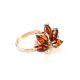 Gold-Plated Ring With Cognac Amber And Crystals The Verbena, Ring Size: 8 / 18, image 