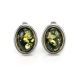 Sterling Silver Earrings With Green Amber The Goji, image 