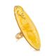 Bold Amber Ring In Gold, Ring Size: Adjustable, image 